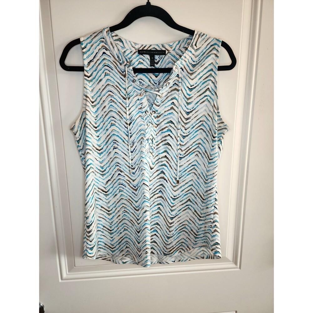 White House Black Market Rippling Water Lace-up Sleeveless Top Size M